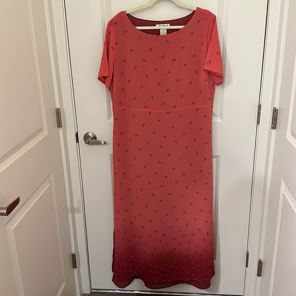 🌸 Vintage Eddie Bauer Pink Floral Ombré Maxi Dress XL 90s